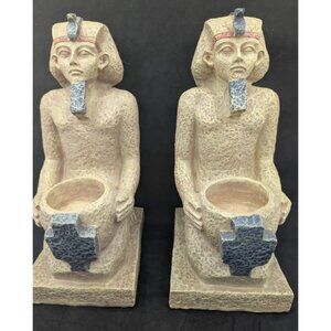 Egyptian style candle holders bookends statues plastic or similar resin READ